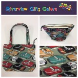 Medium Tote Bag with Zip- Vintage Cars Medium Tote Bag with Zip- Vintage Cars